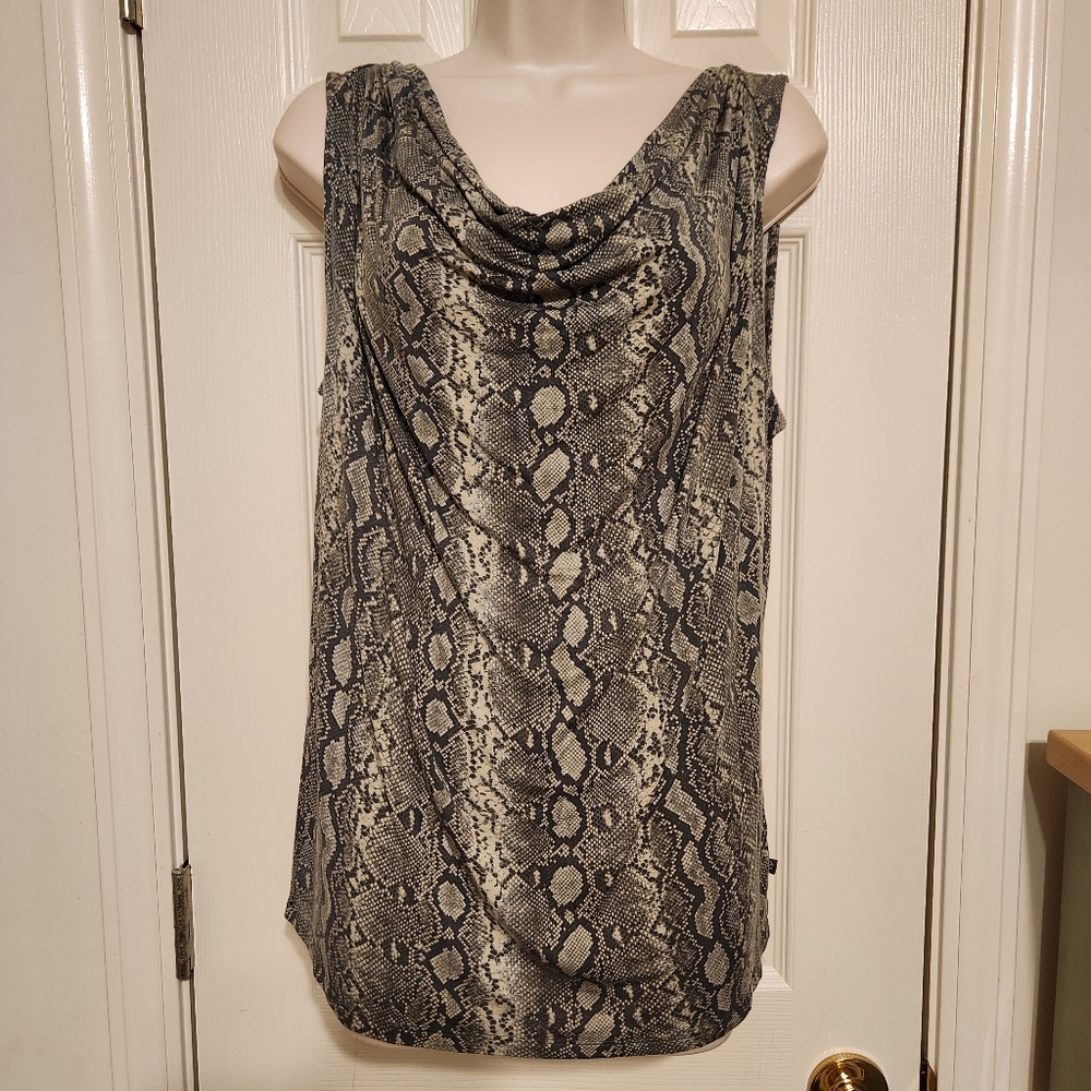 🐍Michael Michael Kors Scoop Neck Sleeveless Snakeprint Top Size Large EUC